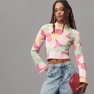 Anthropologie The Wolf Gang Valencia Mock Neck Open Back Sweater